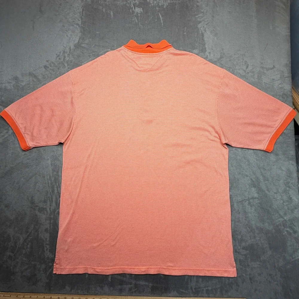 Tommy‎ Hilfiger Golf Polo Shirt Mens XXL Orange Houndstooth Mercerized Cotton